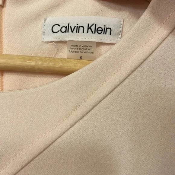 NWT!! Calvin Klein - Ruffled Fit & Flare Dress - Light Pink - Size 8 - Picture 3 of 8